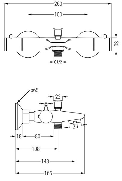 Set cadă-duș Mexen Tord cu duș cu efect de ploaie și robinet termostatic pentru cada Nox, crom, 77350200-00