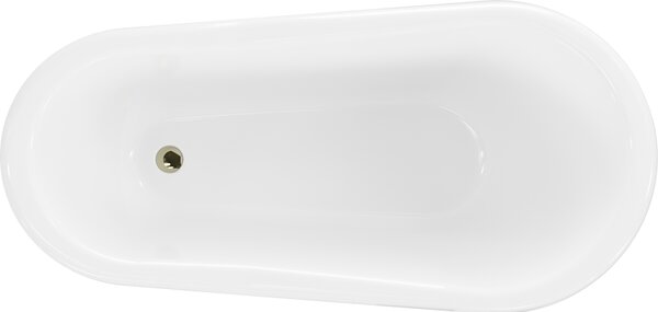 Mexen Retro, cadă de sine stătătoare 150 x 73 cm, alb-negru, picioare aurii, 53251507375-50