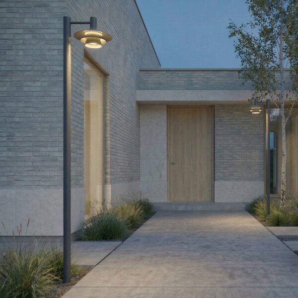 Lucande Lampă de exterior cu LED Montaro, antracit, 220 cm, IP54, Negru, Aluminiu, Modern
