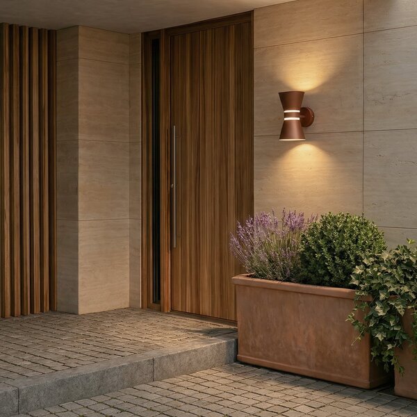 Lămpi de exterior Lucande, Meravi, Maro / Rugină, Aluminiu, Modern