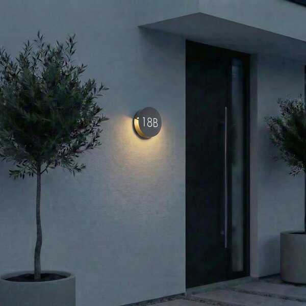 Lucande Lampa de perete pentru exterior cu LED Advero, antracit, număr casă, Negru, Aluminiu, Modern