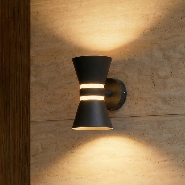 Lucande Lampa de perete pentru exterior cu LED Meravi, antracit, 2 becuri,, Negru, Aluminiu, Modern