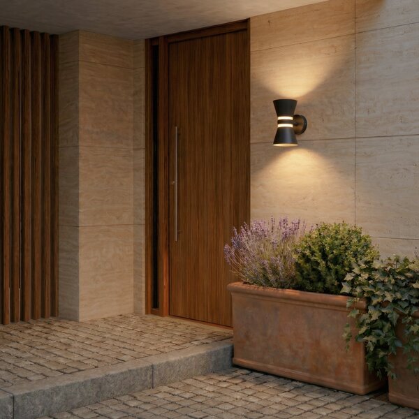 Lămpi de exterior Lucande, Meravi, Negru, Aluminiu, Modern
