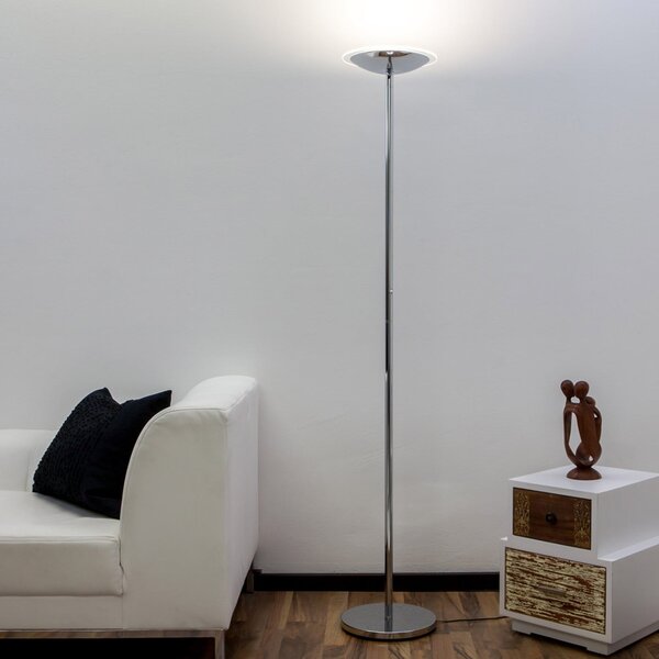 Lindby Lampadar LED Malea, finisaj cromat, dimabil, 180 cm, reglabil, Metalic, Camera de zi / sufragerie, Metal, Modern