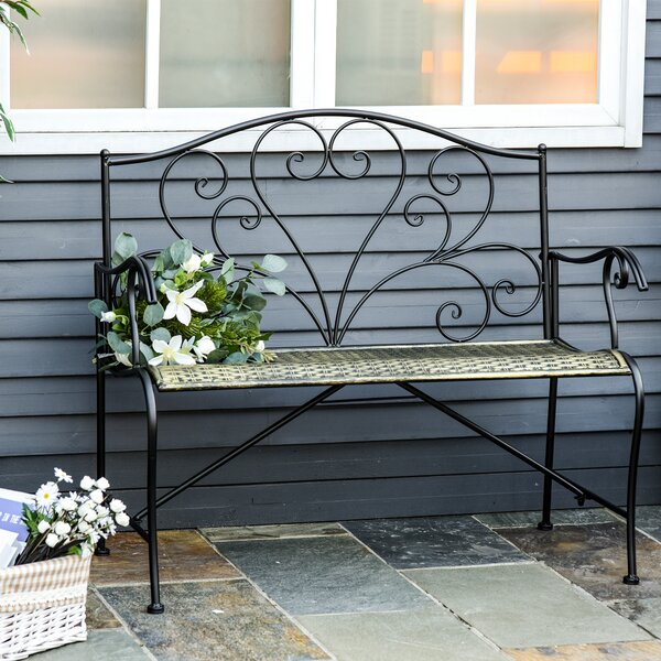 Banca Metal Gradina Outsunny,banca gradina din Fier Stil Vintage 2 Locuri Negru | Aosom Romania