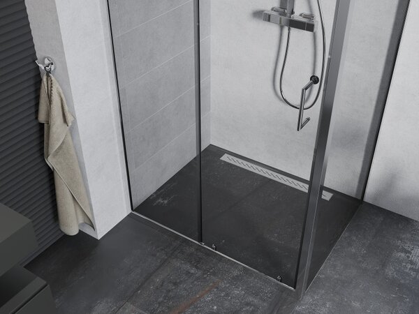 Mexen Apia, cabină de duș cu ușă glisantă 90 (uşă) x 70 (perete) cm, sticlă transparentă 6 mm, profil cromat, 840-090-070-01-00
