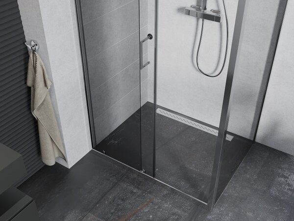 Mexen Apia, cabină de duș cu ușă glisantă 90 (uşă) x 70 (perete) cm, sticlă transparentă 6 mm, profil cromat, 840-090-070-01-00