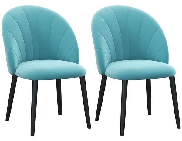 Homcom Set 2 Scaune Bucătărie Moderne, Tapițate, Metal și Catifea, 52x54x79cm, Verde Deschis | Aosom Romania