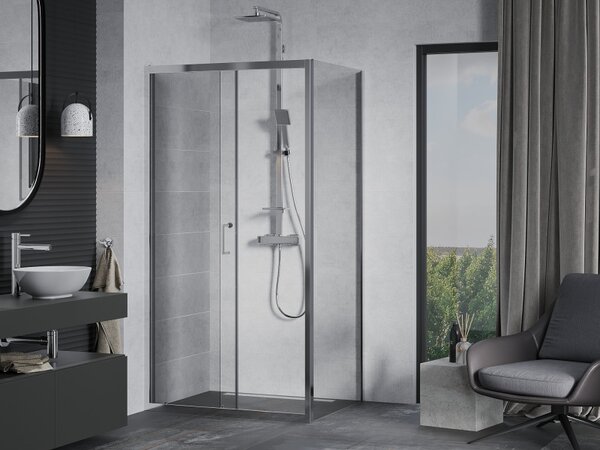 Mexen Apia, cabină de duș cu ușă glisantă 90 (uşă) x 70 (perete) cm, sticlă transparentă 6 mm, profil cromat, 840-090-070-01-00
