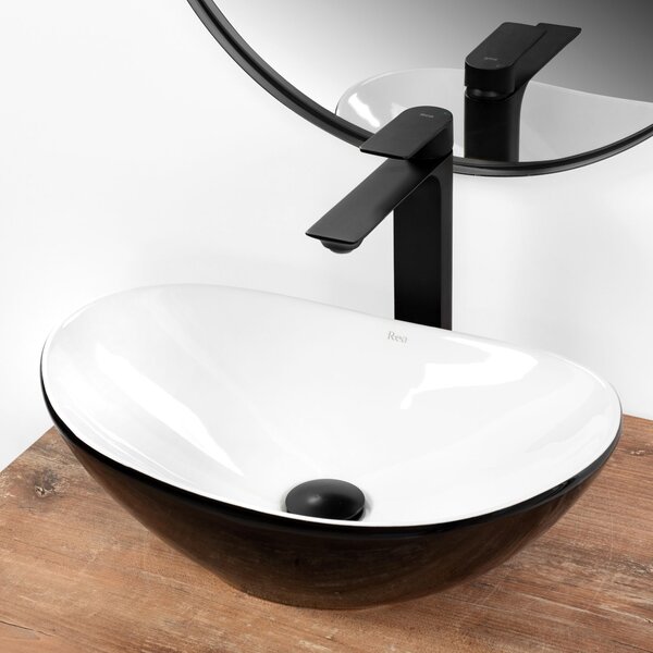 Rea Royal Mini, chiuveta blat 480x305x145 mm, alb-negru, REA-U0538
