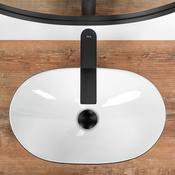 Rea Royal Mini, chiuveta blat 480x305x145 mm, alb-negru, REA-U0538