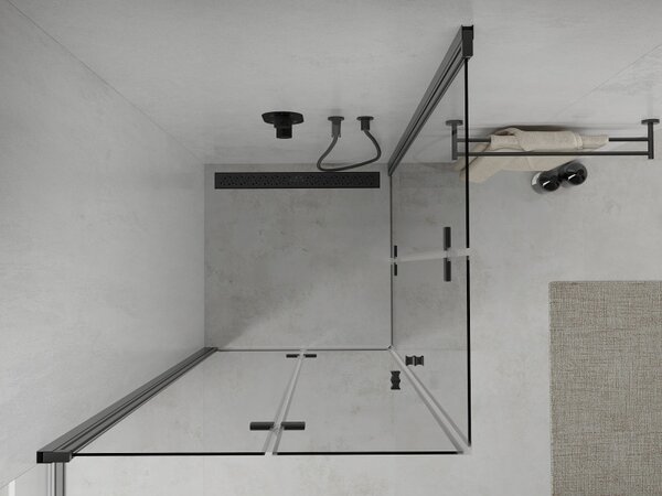 Mexen Lima Cabină de duș pliabilă Duo 80 x 80 cm, transparentă, neagră - 856-080-080-70-00-02