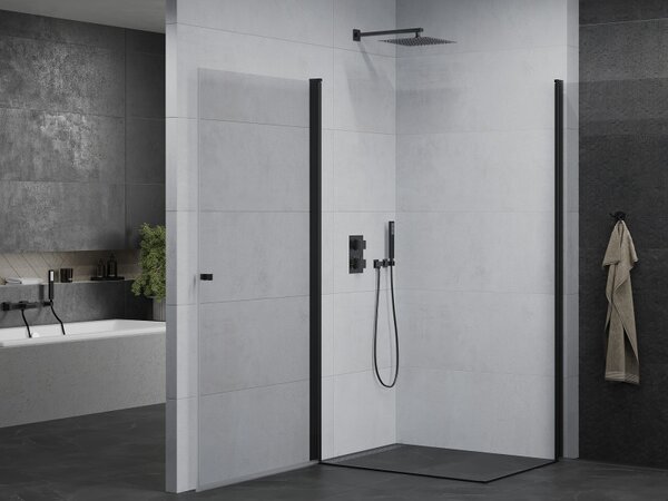 Mexen Pretoria Duo, cabină de duș cu 2 aripi 100 (uşă) x 90 (uşă) cm, sticlă transparentă de 6 mm, profil negru, 852-100-090-70-00-02