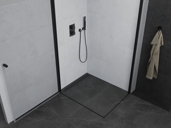 Mexen Pretoria Duo, cabină de duș cu 2 aripi 100 (uşă) x 90 (uşă) cm, sticlă transparentă de 6 mm, profil negru, 852-100-090-70-00-02