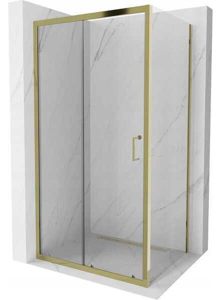 Mexen Apia, cabină de duș cu ușă glisantă 105 (uşă) x 70 (perete) cm, sticlă transparentă 6 mm, profil auriu, 840-105-070-50-00