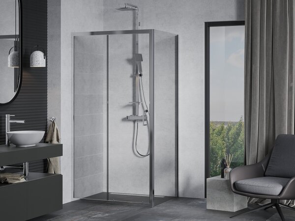 Mexen Apia, cabină de duș cu ușă glisantă 95 (uşă) x 100 (perete) cm, sticlă transparentă 6 mm, profil cromat, 840-095-100-01-00