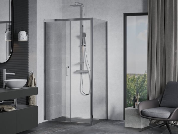 Mexen Apia, cabină de duș cu ușă glisantă 95 (uşă) x 100 (perete) cm, sticlă transparentă 6 mm, profil cromat, 840-095-100-01-00