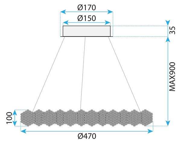 Lampa LED MS016-CP Chrome 47cm