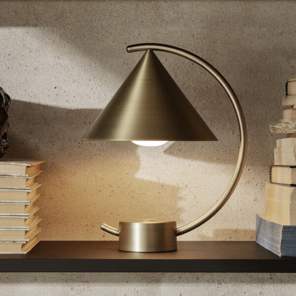 Lampă de masă ferm LIVING, Meridian, reglabil, Auriu / Alamă, Camera de zi, Metal, Design