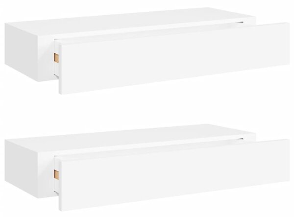 Dulapuri de perete cu sertare 2 buc. alb, 60x23,5x10 cm MDF