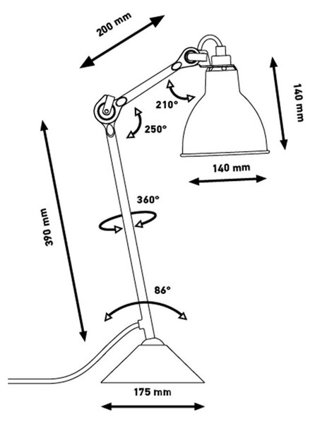 Lampă de masă Lampe Gras, Cupru, Camera de zi, Metal