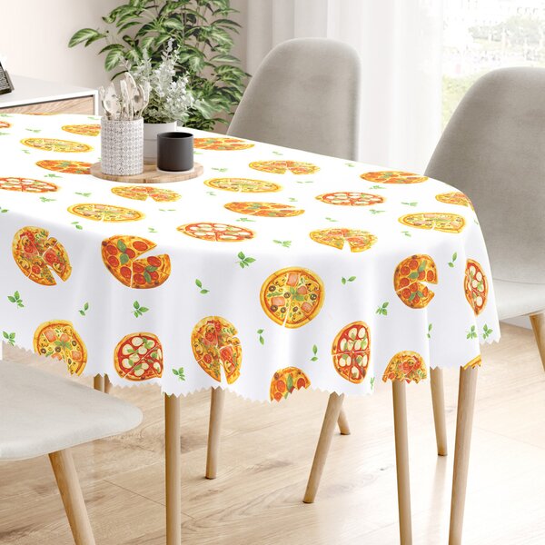 Goldea față de masă teflonată - pizza delicioasă - ovală 120 x 160 cm
