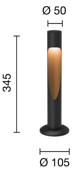 Louis Poulsen lampă cu soclu Flindt, 927 negru 35 cm bază 24 V, Negru, Aluminiu, Design