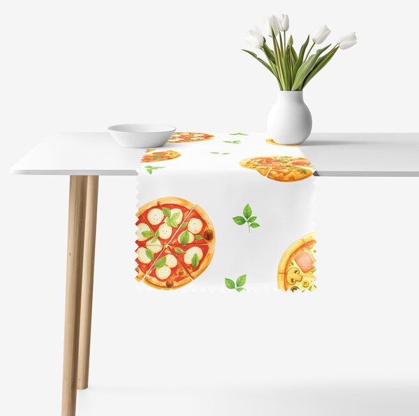 Goldea napron de masă teflonat - pizza delicioasă 50x140 cm