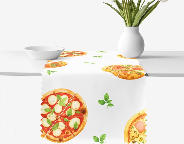 Goldea napron de masă teflonat - pizza delicioasă 50x140 cm