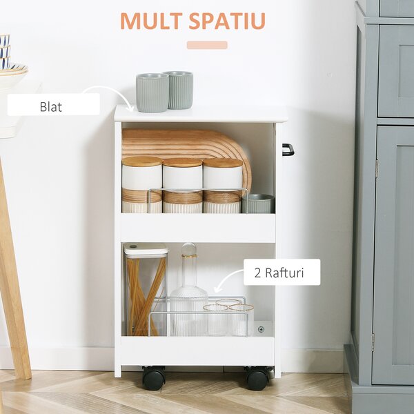 Kleankin Cărucior Multifuncțional pentru Baie și Bucătărie, Spațiu-Eficient, din MDF, 42.5x20.3x66.7 cm, Design Compact | Aosom Romania