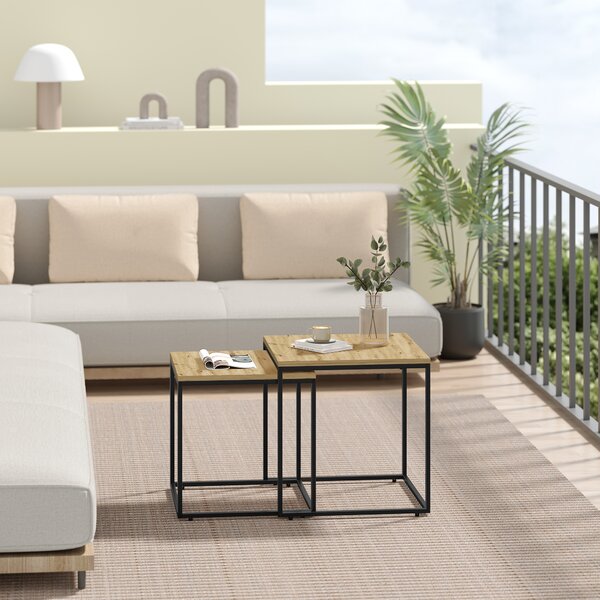 Set 2 piese mese de cafea QUADRO, decor stejar artisan