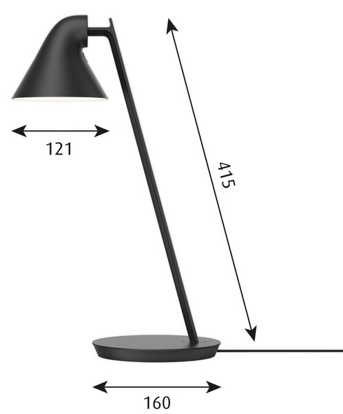 Lampă de masă Louis Poulsen, NJP Mini, reglabil, Negru, Camera de zi, Metal, Design