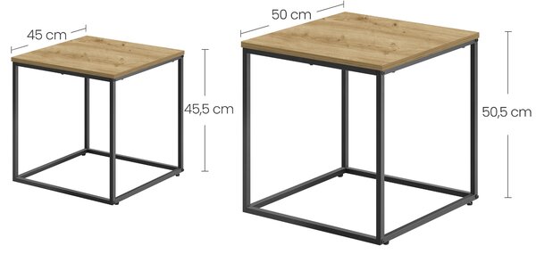 Set 2 piese mese de cafea QUADRO, decor stejar artisan