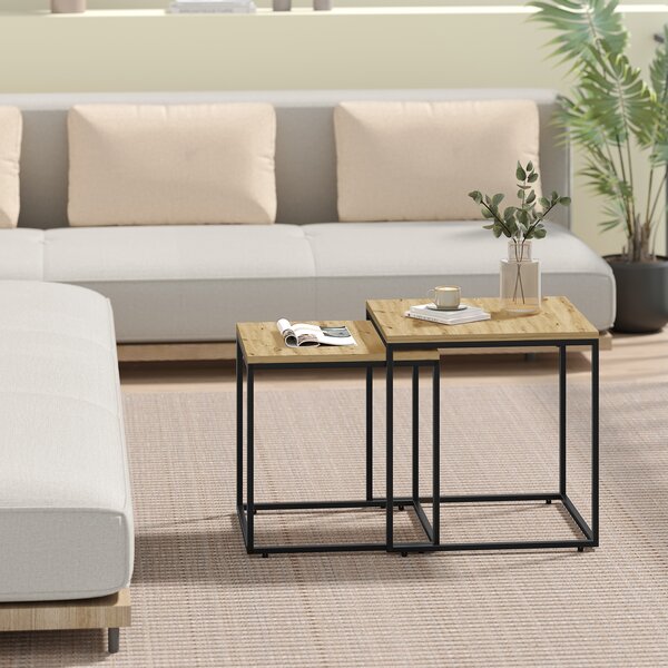 Set 2 piese mese de cafea QUADRO, decor stejar artisan
