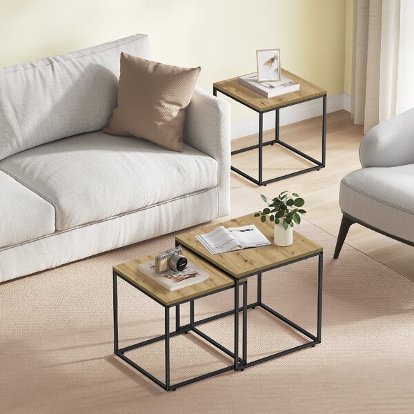 Set 2 piese mese de cafea QUADRO, decor stejar artisan