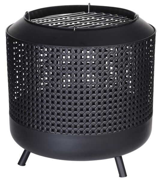 ProGarden Coș de foc cu grilaj pentru grătar, negru, 50x51 cm FB8200820