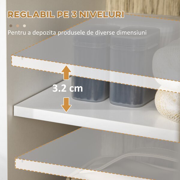 Kleankin Dulap de Podea Baie, Raft Deschis, Organizator Independent cu Ușă, Design Modern | Aosom Romania