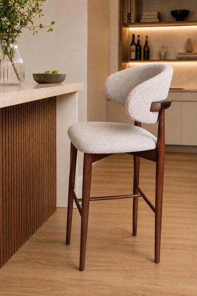 Scaun de bar din lemn Elora - Walnut