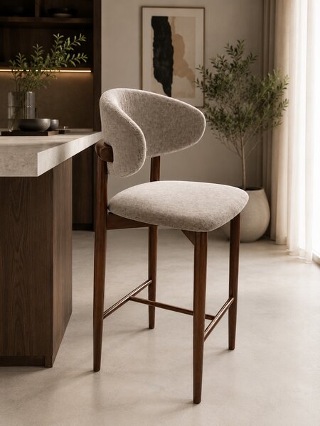 Scaun de bar din lemn Elora - Walnut