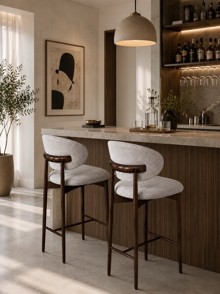 Scaun de bar din lemn Elora - Walnut