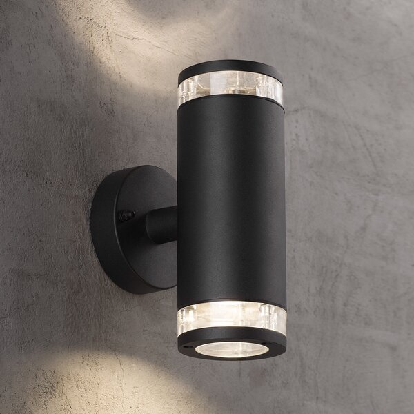 Nordlux Aplică de exterior Birk, două fluxuri, negru, Negru, Metal, Modern