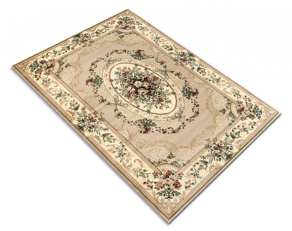Covor Clasic Sufragerie Dormitor, Model Lotos 1557 110, Crem Bej Crem, 80x200