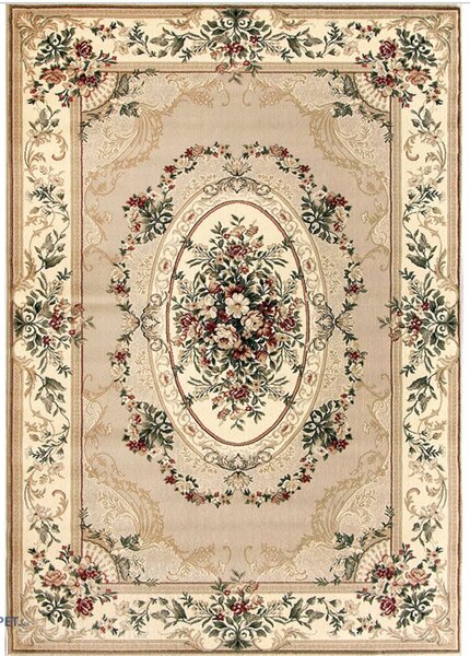 Covor Clasic Sufragerie Dormitor, Model Lotos 1557 110, Crem Bej Crem, 80x200