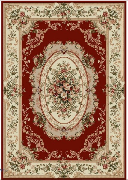 Covor Clasic Sufragerie Dormitor, Model Lotos 1557 210, Crem Rosu 120x200