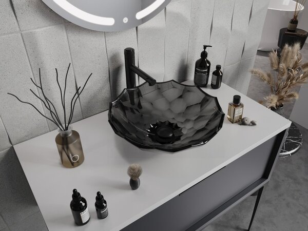 Mexen Inga, chiuveta blat din sticla 44 x 44 cm, negru, 24074470
