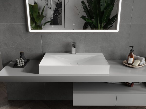 Mexen Poli, chiuveta blat din conglomerat 80 x 48 cm, alb, 23028001