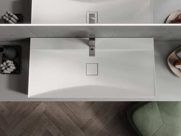 Mexen Poli, chiuveta blat din conglomerat 100 x 48 cm, alb, 23021001