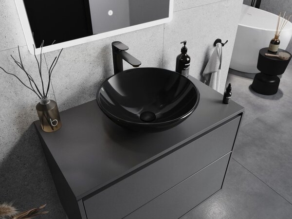 Mexen Mira, chiuveta blat din sticla 42 x 42 x 14,5 cm, negru, 24124270