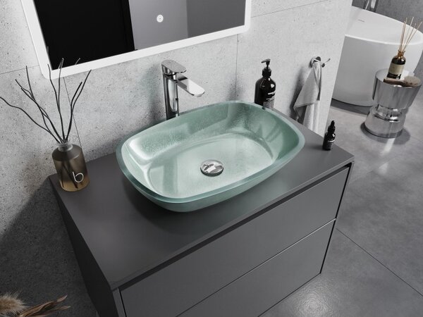 Mexen Araks, chiuveta blat din sticla 54 x 39,5 x 11 cm, argintiu, 24155411