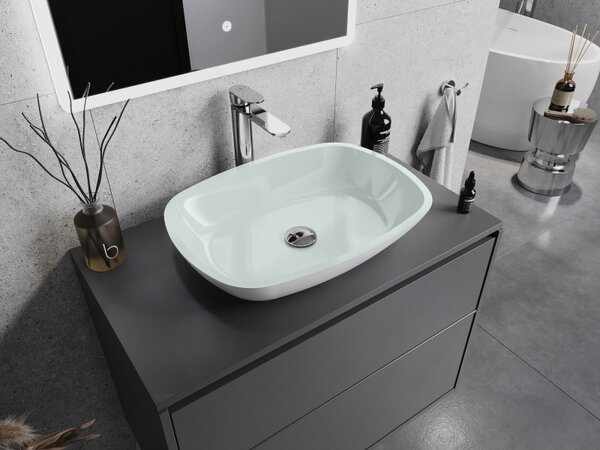 Mexen Araks, chiuveta blat din sticla 54 x 39,5 x 11 cm, alb, 24155430